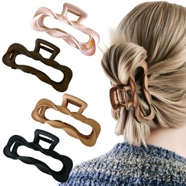 Uoocg Set of 4 Rectangle Hair Clips, Large Set, Matte Hair Clips, Women's Hair with Strong Hold for Women, Thick and Thin Hair Styling Accessories