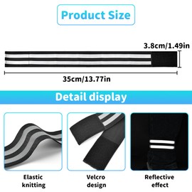 Simsky Pack of 4 Reflective Bands, Elastic Reflective Tape, Reflective Bands with Velcro Fastening, for Outdoor Jogging, Trouser Clip Biking, Hiking, Motorcycling or Running (Green and Black)