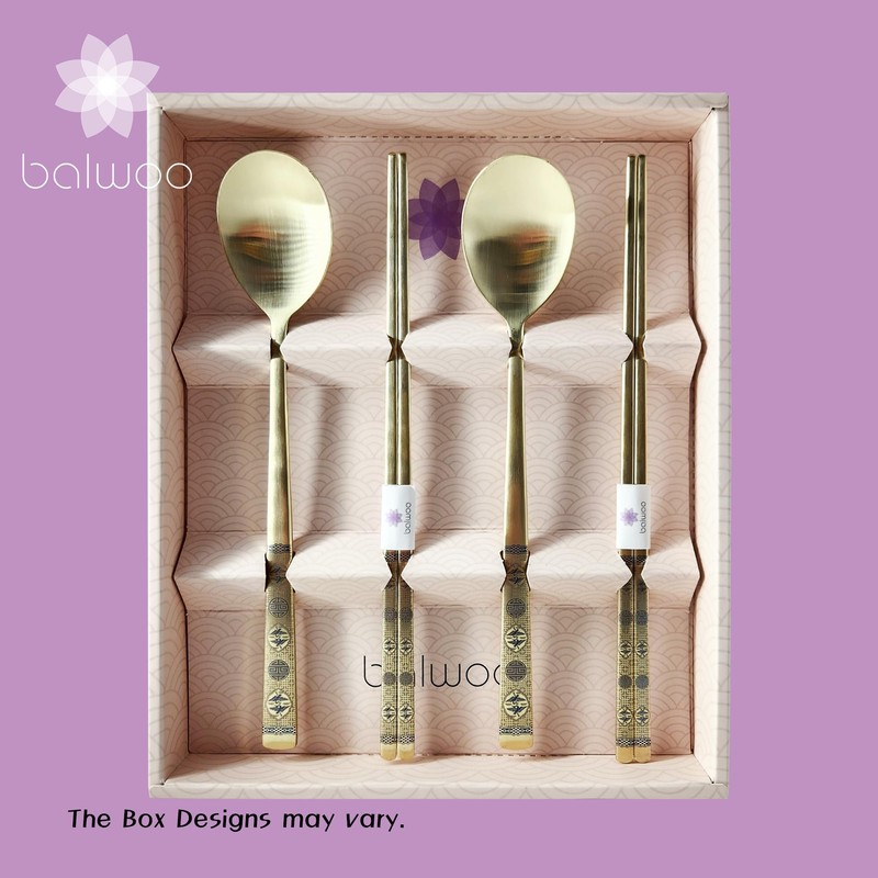 Flying Crane Pattern Design Korean Style Sticky Rice Spoon Chopsticks