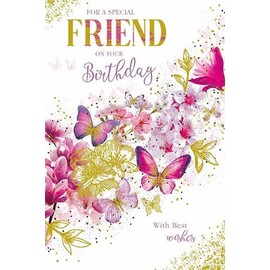 Paper Rose Special Friend Female Birthday Card - Butterflies, Blossom and Magnolia with Foil Details - Eco-Friendly and Recyclable