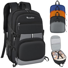 Seektop 40L Hiking Backpack Waterproof Foldable Daypack for Women Men, Lightweight Travel Backpack Carry on Flight Approved Work Business Leisure Bag (Black)
