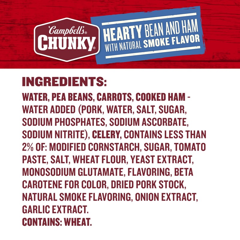 Campbell’s Chunky Soup, Hearty Bean Soup With Ham, 19 Oz