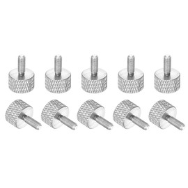 MECCANIXITY M3x8mm Knurled Thumb Screw, 10 Pcs Aluminum Alloy Flat Knurled Head Thumb Screws Bolts Grip Knobs Fasteners for PC Computer Case, Silver