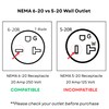 Parkworld NEMA 5-20 Extension Cord 5-20P to 5-20R (T Blade