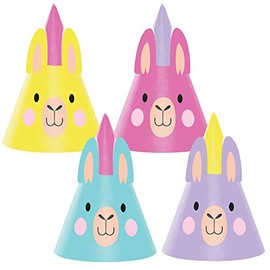 Club Pack of 48 Yellow and Purple Llama Party Hats 6.25"
