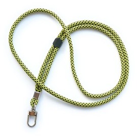 trage.band® Long Adjustable Lanyard Neck Strap with Carabiner Hook, Black/Yellow