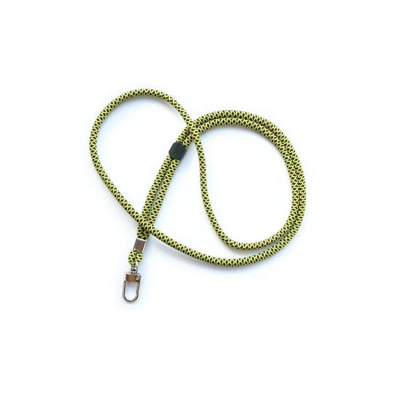 trage.band® Long Adjustable Lanyard Neck Strap with Carabiner Hook, Black/Yellow