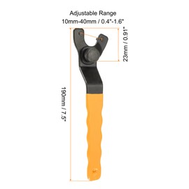 sourcing map Angle Grinder Wrench 0.4"-1.6"(10-40mm) Range Universal Adjustable Lock Nut Pin Replacement Wrenches Spanner for Angle Grinder Machine Table Grinder Marble Machine, Yellow