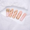 Press on Nails Long Square Gradient Marble Fake Nails with