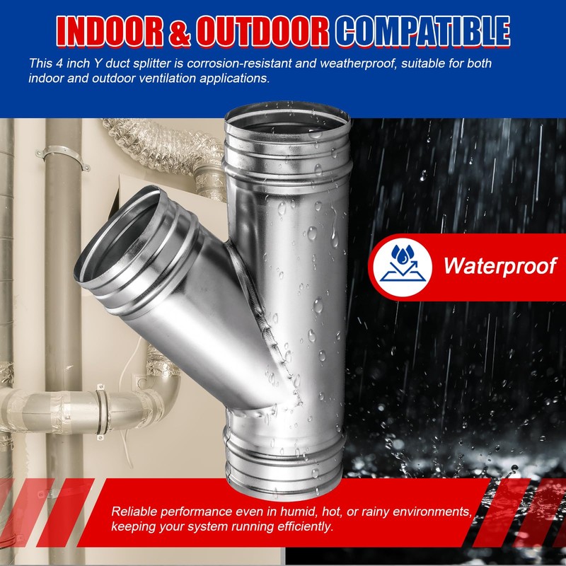 NYXOVA 3-Way Metal Duct Splitter, 4" 45° Branch Air Vent