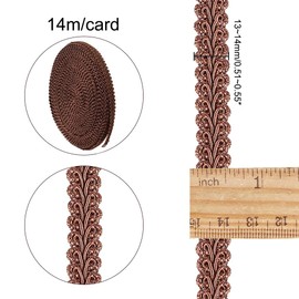 GORGECRAFT 10.9 Yards Polyester Woven Gimp Trim 5/8 inch Wide Braid Lace Trim Centipede Decorated Lace Ribbon for Costume DIY Crafts Sewing Jewellery Making Home Decoration (Brown)
