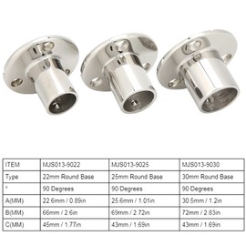 90 Degree Boots Handrail, Round Base 316 Stainless Steel Hardware Boots, Handrail, Durable Boots, Railing Base for All Linds of Yachts (22 mm)