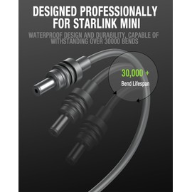 ALIENSX DC Power Cable for Starlink Mini, Reliable Replacement Cord for Starlink Mini Cable Extension Outdoor Accessories Waterproof, Gray (46M/150FT)