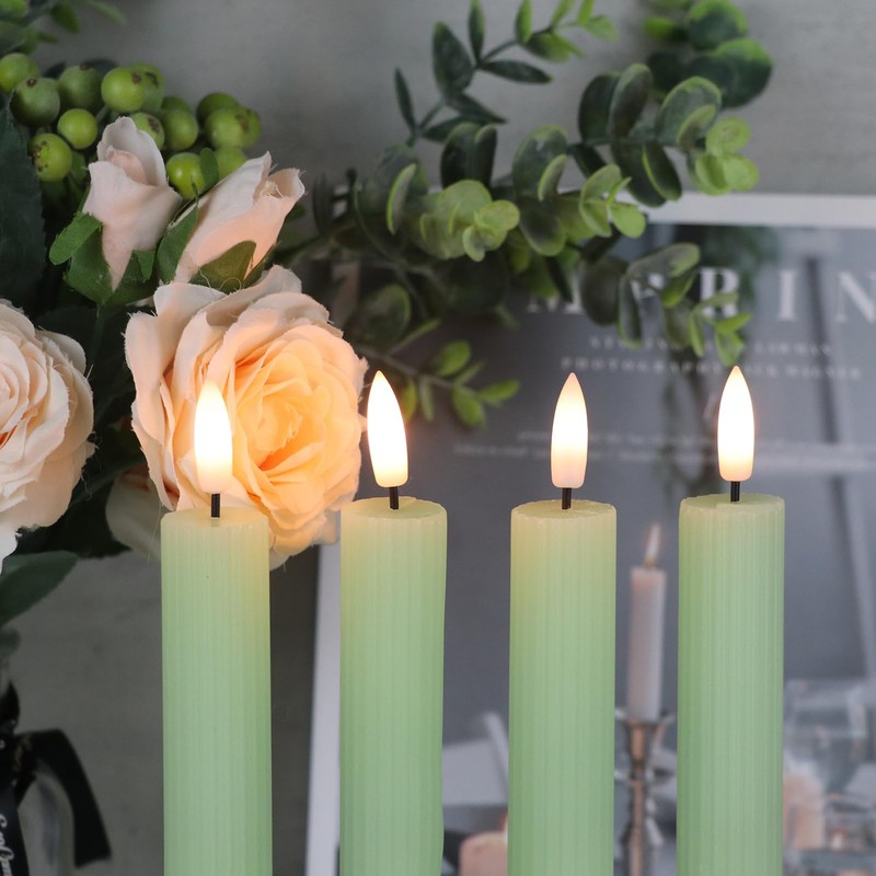 Wondise Flameless Flickering Taper Candles with Remote and Timer, Battery
