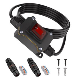 PAGUO Inline Cord Switch 12V 20A DC IP68 Waterproof with 14 AWG Wire, Inline Switch 2 Position 4 Pin with Junction Box and PCT-222 Quick Connector, Outdoor Inline Power Lamp ON/Off Toggle Switch (5FT)