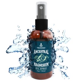 Ancestral Supplements Magnesium Spray, Magnesium for Sleep + Muscle Support, Made with Magnesium Chloride & Natural Minerals, Fast Absorbing Topical Magnesium Oil Supplement for Body Application, 4 oz