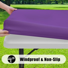 Smiry - Juego de 2 manteles rectangulares para pícnic, impermeables, elásticos, lavables de poliéster rectangular, para camping, interior y exterior (morado, 30 x 72 pulgadas)