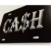 Cash $ Money Car Tag Engraved Gloss Black Silver Etched