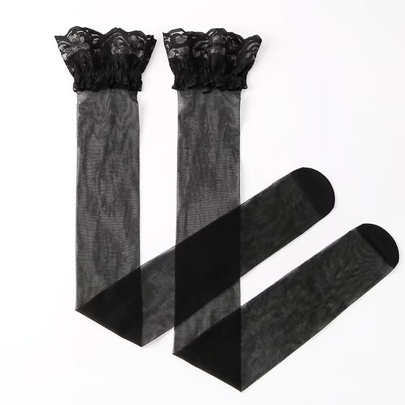 Eukkis 1D Ultra Thin Over Knee Socks with Lace for