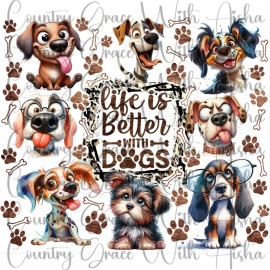 Handmade 20oz Skinny Tumbler Sublimation Transfer Life Is Better With Dogs Ready To Press