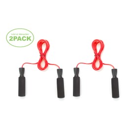 Mind Reader Adjustable, (Pack of 2) Skipping, Rapid Jumping Rope Cable 5.25" Memory Foam Ergonomic Handles, Red, 2 Pack