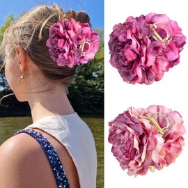 XFSRG Pack of 2 Women's Flower Jewellery Hair Mini Hair Clips Flower Hair Clips Ideal for Everyday and Party Hairstyles (Purple and Red)
