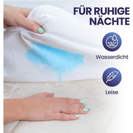 Waterproof Mattress Protector 140 x 190 cm Cotton Molleton Oeko-Tex® Soft Quiet Mattress Protector Polyurethane Membrane Antibacterial Mite-Proof