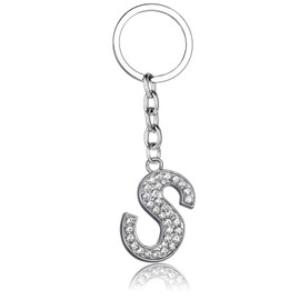 BESPMOSP A-Z Letter Keychain Keyring Crystal Shiny Family Best Friend Jewellery (S)