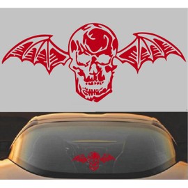Avenged Sevenfold A7X Death Bat Metal Band Vinyl Decal Sticker (12" x 5.25", Red)