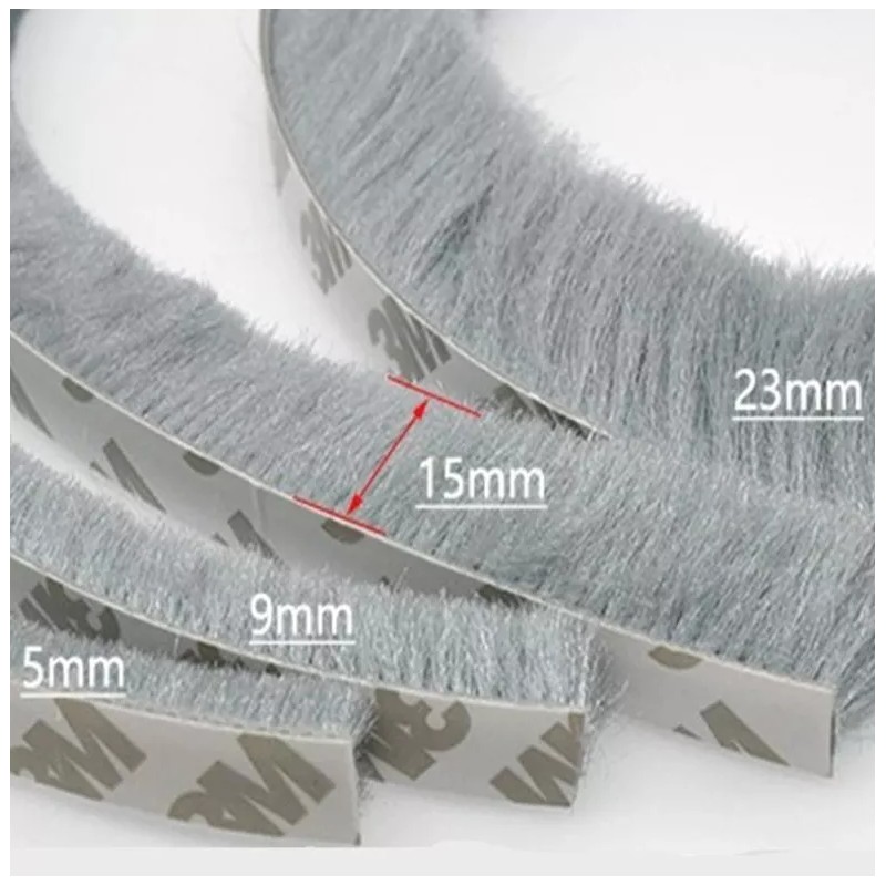 Estuchelandia 3mt Tira Sellado Cepillo Cinta Polvera Puerta Ventana 9x15mm