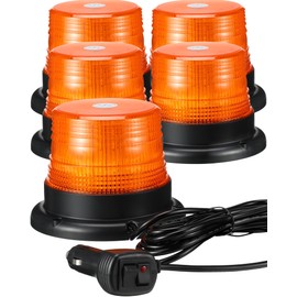 Leelosp 4 Pack 60 LED Amber Beacon Strobe Lights, 12v-24v Amber Warning Safety Flashing Beacon Strobe Light with Magnetic and 16ft Straight Cord for Truck Vehicle Forklift Tractor Golf Carts Utv Car