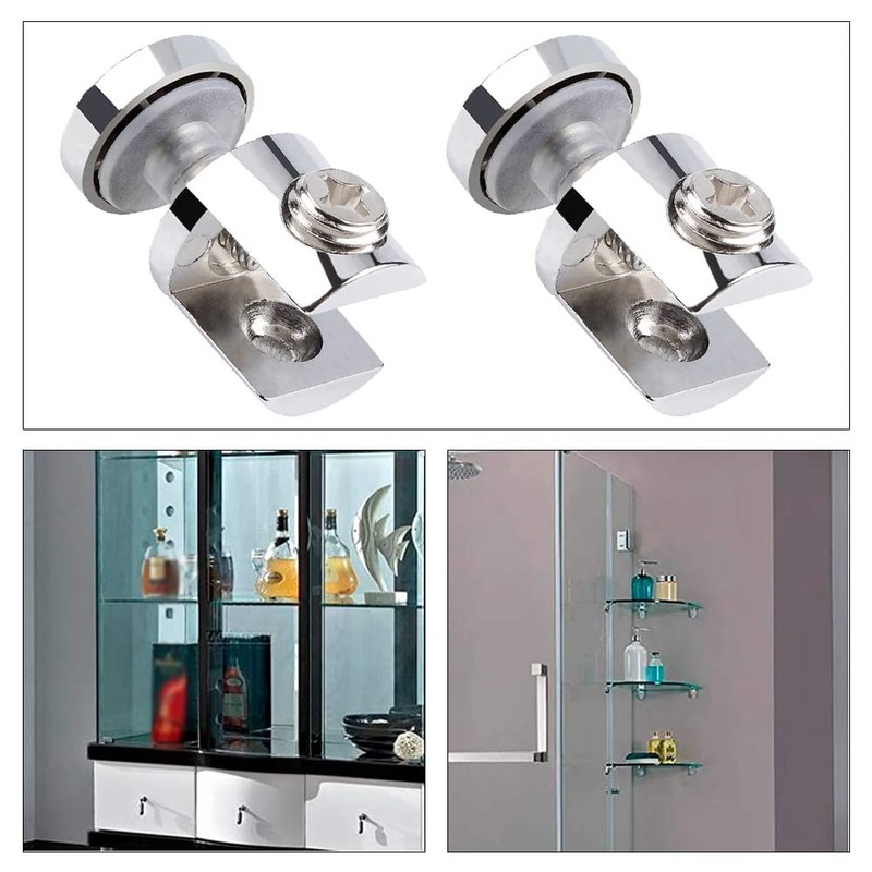 4 Pcs Glass Clamp Clip Adjustable Glass Bracket Glass Shelf