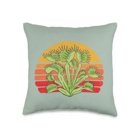 Retro Venus Fly Trap Vintage 80s Plant Graphic Throw Pillow