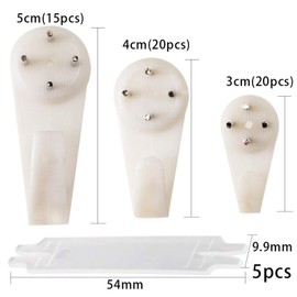 Picture Hooks (60 PCS) Picture Hanging Kit Assorted Picture Hanging Hooks Non-Trace Hard Wall Hanger Hook White Picture Hanger Set