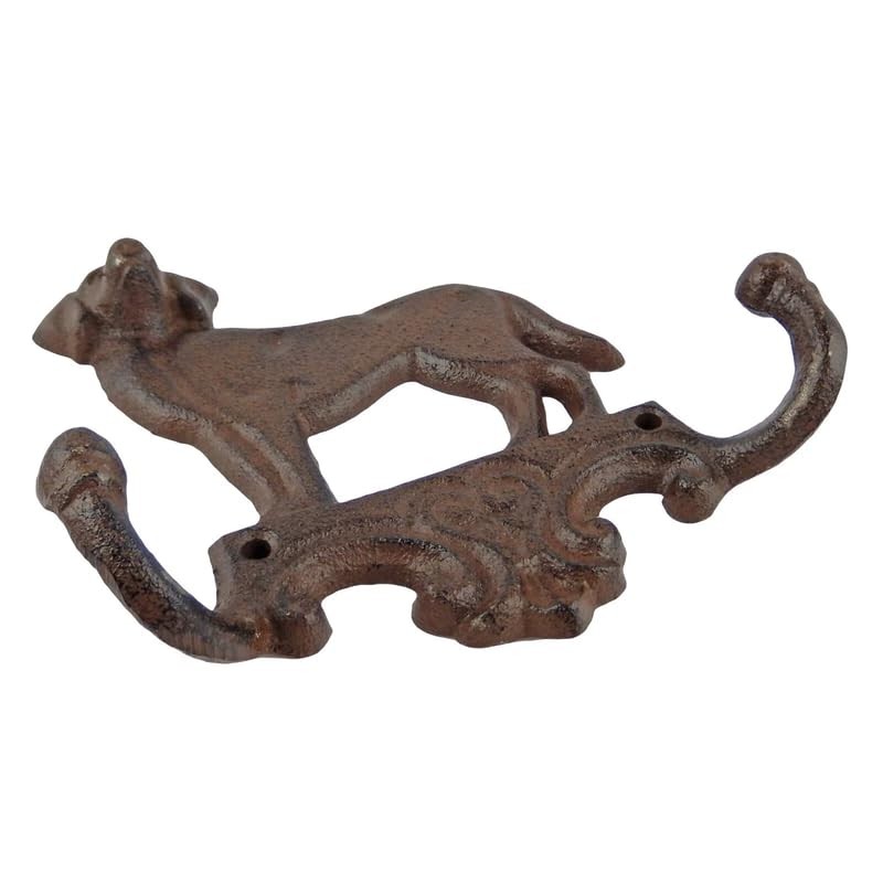 Cast Iron Dog Wall Hook – Rustic Brown Leash, Key,