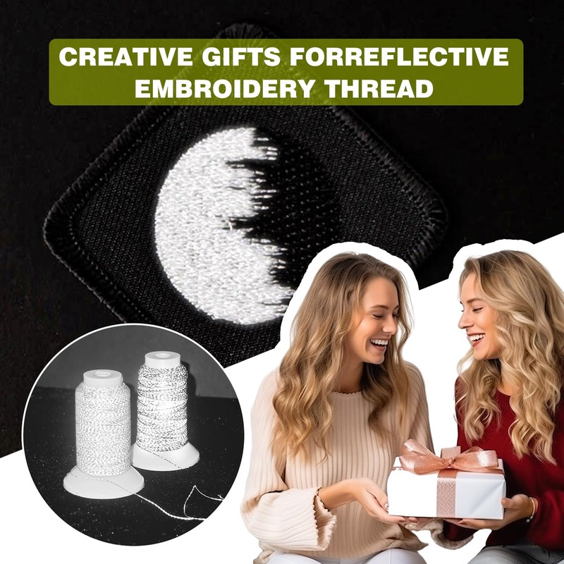 SunBling Reflective Embroidery Machine Thread for Sewing, 2 Pack Reflect