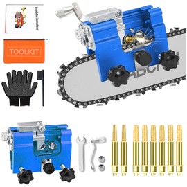 Chainsaw Sharpening Jig, Portable Hand Chain Saw Sharpener Tool with 8 Titanium-Plated Bits, Gloves, Storage Bag & Brush, Chainsaw Sharpener, Chainsaw Sharpener Kit for 4"-22" Chainsaw & Electric Saws