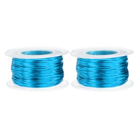 sourcing map 2pcs 20 Gauge Aluminum Craft Wire 0.8mm 98.5ft Flexible Bendable Anodized Metal Jewelry Sculpting Wire for Jewelry Making Modelling Craft DIY, Bright Blue