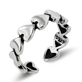 Silver Heart Ring Sterling Silver Open Heart Ring for Women Adjustable Unique Statement Thumb Ring
