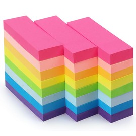 POPSFL Sticky Notes, Rectangle Heading, 3.0 x 1.0 inches (75 x 25 mm), 80 Sheets x 24 Books, 1920 Pages, Multicolor Notes, Sticky Notes, Sticky Notes