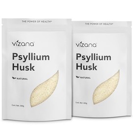 VIZANA NUTRITION | Psyllium Husk Natural, 600g Sin Azucar, Cáscara de Psyllium (Pack-2 Bolsas de 300g), Origen: India