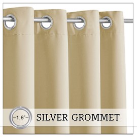 RYB HOME Outdoor Curtains for Patio - Blackout Waterproof Outside Curtains for Porch Pavilion Gazebo Weatherproof Wind Resistant, 1 Panel, 52 inches Wide x 84 inches Long, Biscotti Beige