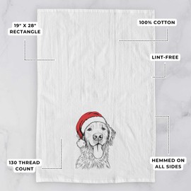 Inkopious Santa Golden Retriever Tea Towel, Dishcloth, Dinner Napkin, Flour Sack Towel, Kitchen Decoration, Set of 1