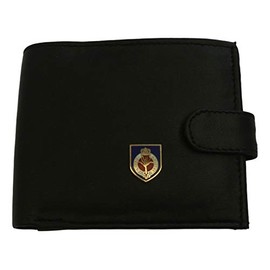 Welsh Guards Shield Black Leather Mens Wallet RFID Protection ME15