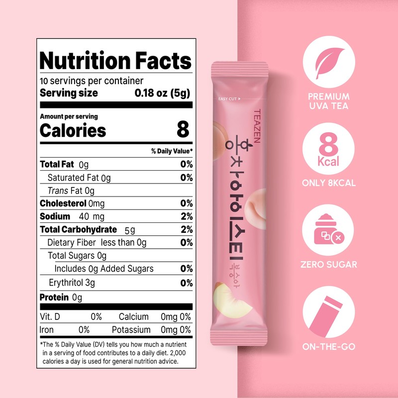 Teazen Summer Peach Iced Tea, Sugar Free, Uva Black Tea,