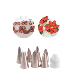 Russian Leaf Piping Tip Set,#65 66 67 68 70 74 352 Icing Tips for Leaves,Ruffles,Petals,Smal Leaf Decorating Tips wth Standard Plastic Coupler,8 Pcs