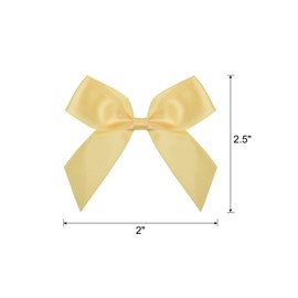 sourcing map 100Pcs Mini Ribbon Bow 2.5" Mini Fabric Satin Ribbon Flower Bows for Craft DIY Sewing Wedding Birthday Party Gold