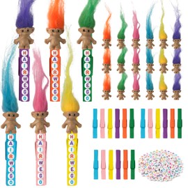 DJianrang Lucky Troll Dolls Spirit Clips - 60Pack Good Luck Cheer Pins Team Clips Miniature Retro Doll Pegs Bright Cheerleader Gifts for Women Adult Backpack Accessories School Game Day Squad Reward