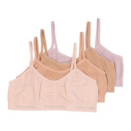 Tahari Girls' 4-Pack Seamless Bralette Set, Sepia Rose