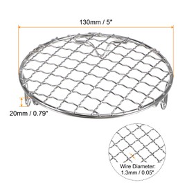 sourcing map Round Cooking Rack 5-inch 201 Stainless Steel Cross Wire Barbecue Grill Net with 20mm Legs for Cooking Baking Steaming BBQ